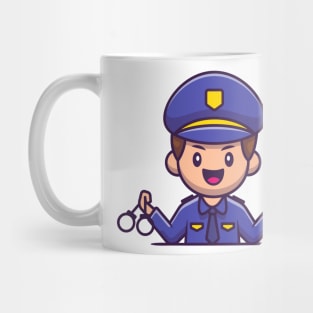 Police With Handcuff And Gun Mug